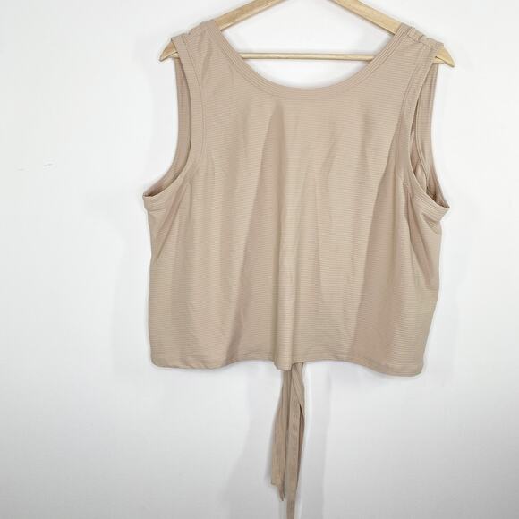 CALIA Crop Wrap & Tie Smudge Sandstone Tan Tank Top Women's Size XL NWT - Picture 1 of 9